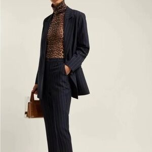 Ganni Hewitt Navy Pinstripe Blazer